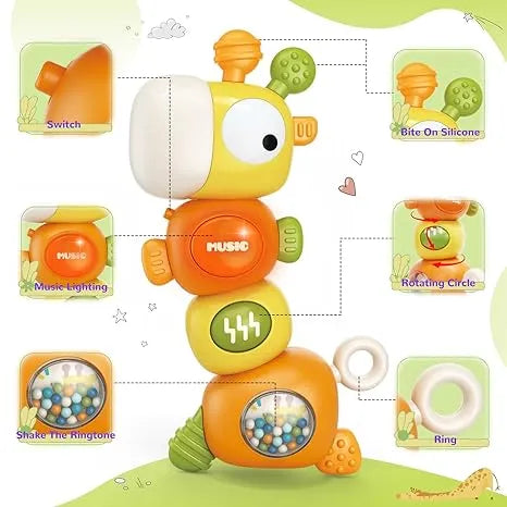 Baby Montessori Sensory Teething Toy Set – Food-Grade Teether, Rattle & Musical Toys | Ages 3–12 Months