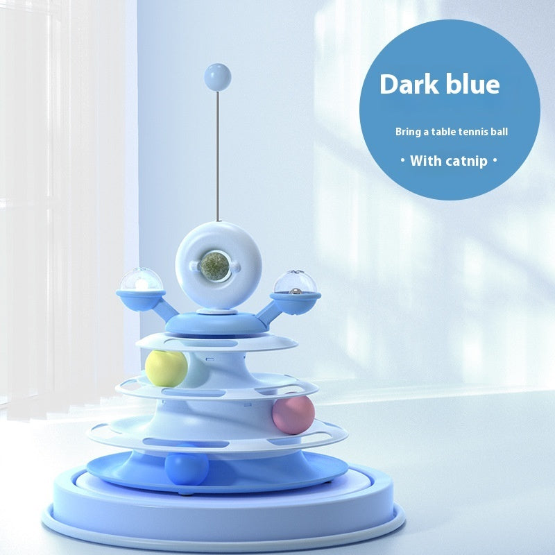 4-Level Cat Toy Tower Turntable – Interactive Roller Ball Track | Mint Ball & Table Tennis Options | 5 Colours