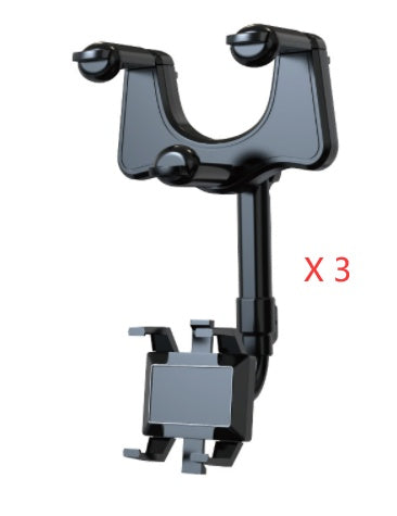 360° Rearview Mirror Car Phone Holder – Rotatable & Retractable | 4-Claw Grip | Universal Fit | No Trace Removal