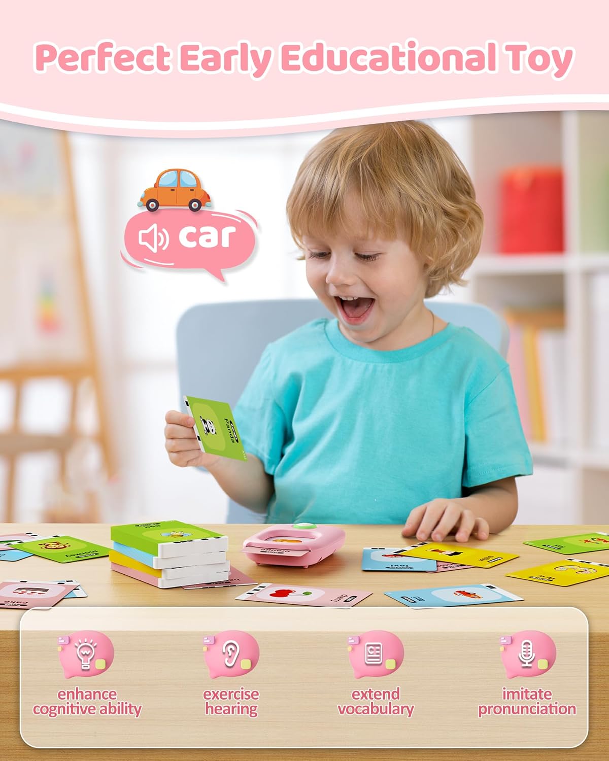 Talking Flash Cards for Toddlers – 448 Sight Words | Speech Therapy & Montessori Learning Toy | Ages 1–5