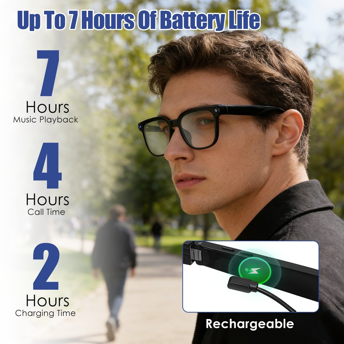 AI Smart Glasses – 8MP 1080P Camera | Real-Time Translation 139 Languages | Voice Assistant | Open-Ear Audio