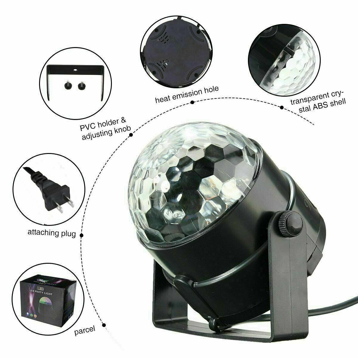 Disco Party Light – Sound Activated LED DJ Ball with Remote | 7 Colours | Strobe Dance Lamp