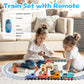 Electric Train Set with Smoke, Light & Sound – Remote Control | Magnetic Trucks | 12-Piece Track | Ages 3+