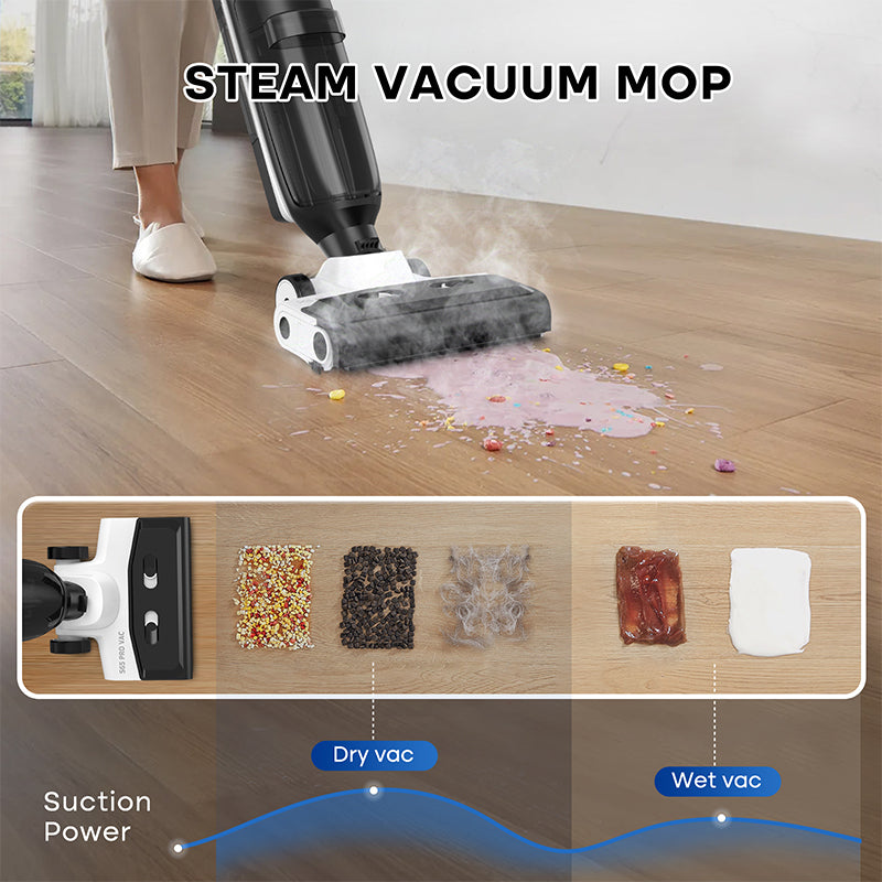 4-in-1 Steam Vacuum Mop – Self-Cleaning, Wet & Dry | 100°C Steam | LED Display | Hardwood & Carpet