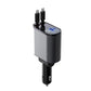 100W Retractable Car Charger – USB & Type-C Fast Charging | Auto-Retract Cable | 60W & 100W