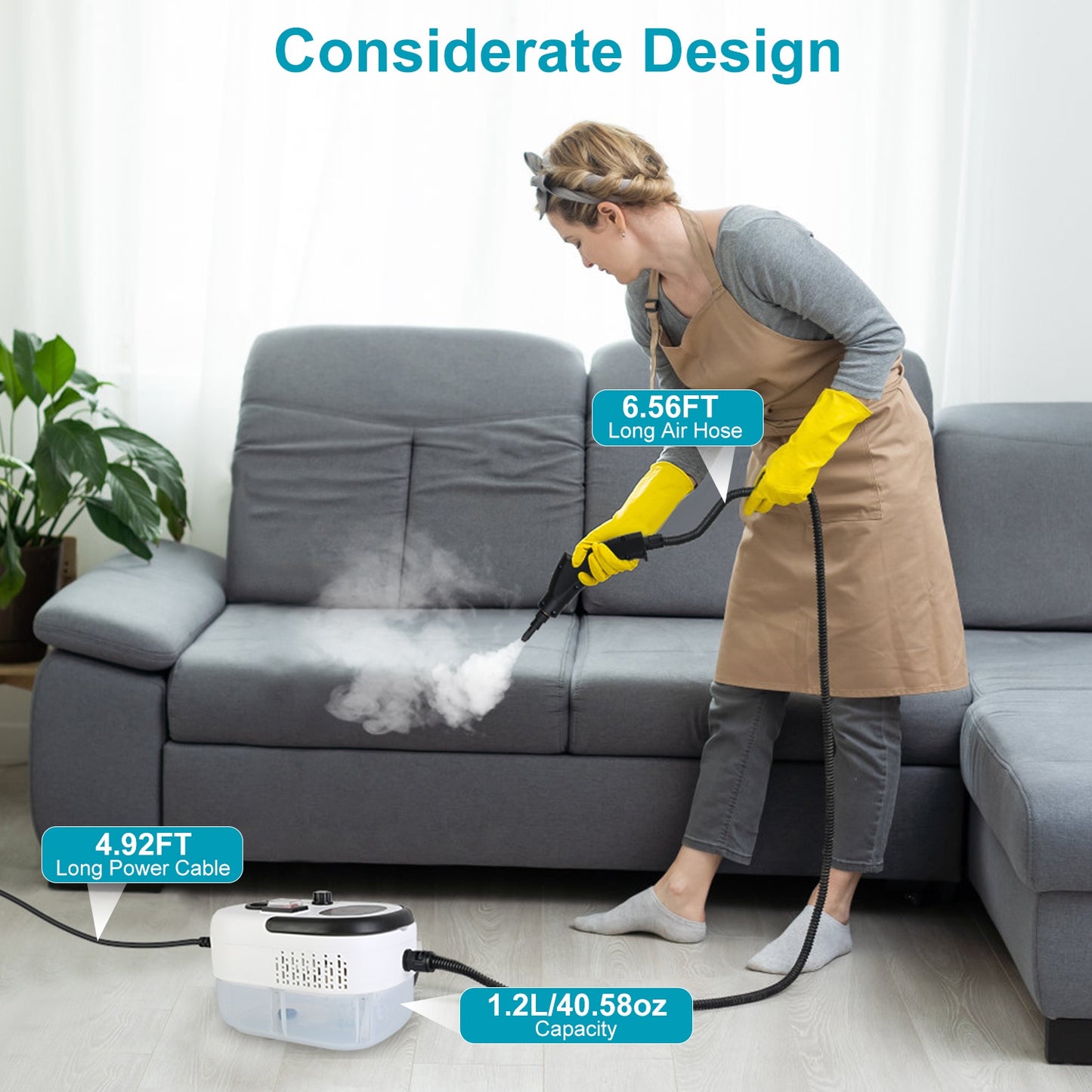 2500W Handheld Steam Cleaner – 6-Speed, 3 Bar Pressure | 9-Piece Kit | Multi-Surface & Car Detailing