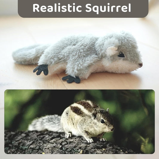 Interactive Flapping Squirrel Cat Toy – Rechargeable Touch-Activated Plush Kicker