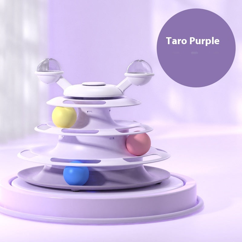 4-Level Cat Toy Tower Turntable – Interactive Roller Ball Track | Mint Ball & Table Tennis Options | 5 Colours