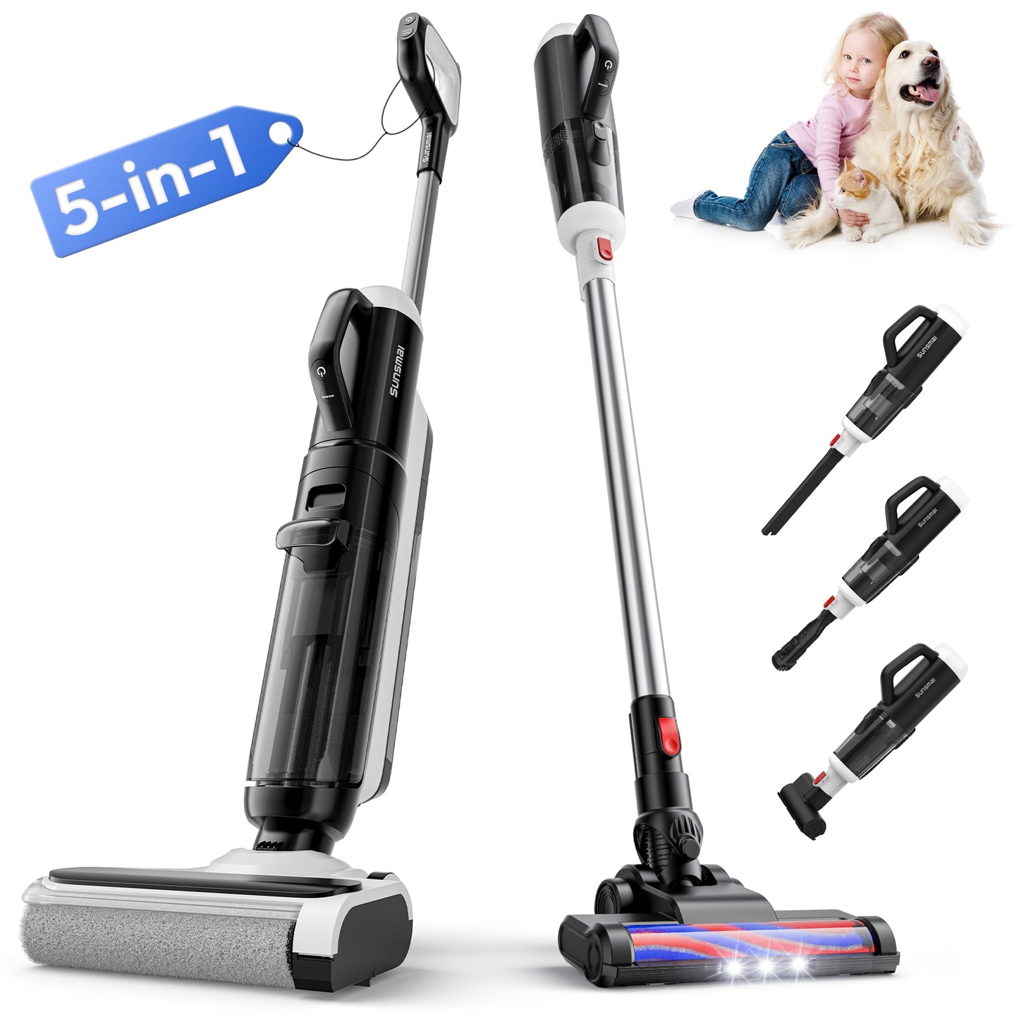 5-in-1 Cordless Wet & Dry Vacuum Cleaner – 55 Min Runtime | Self-Cleaning | Detachable Handheld | All Floors