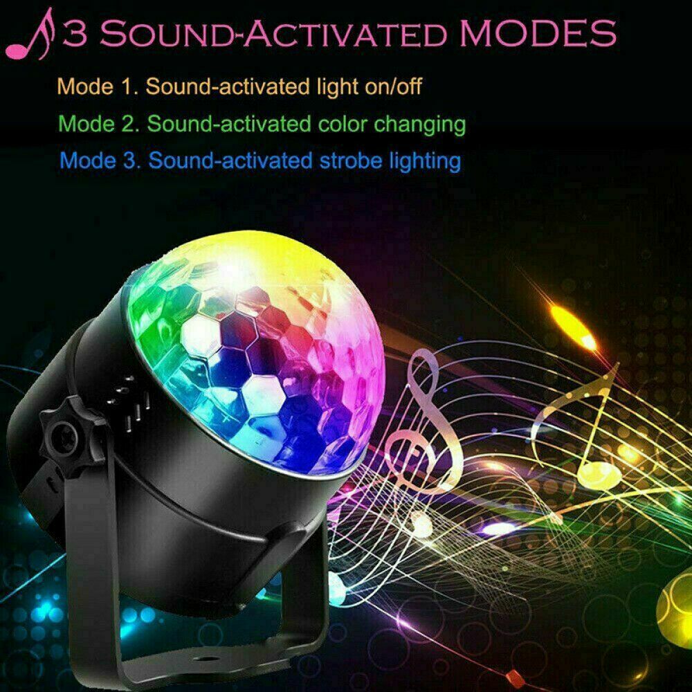 Disco Party Light – Sound Activated LED DJ Ball with Remote | 7 Colours | Strobe Dance Lamp