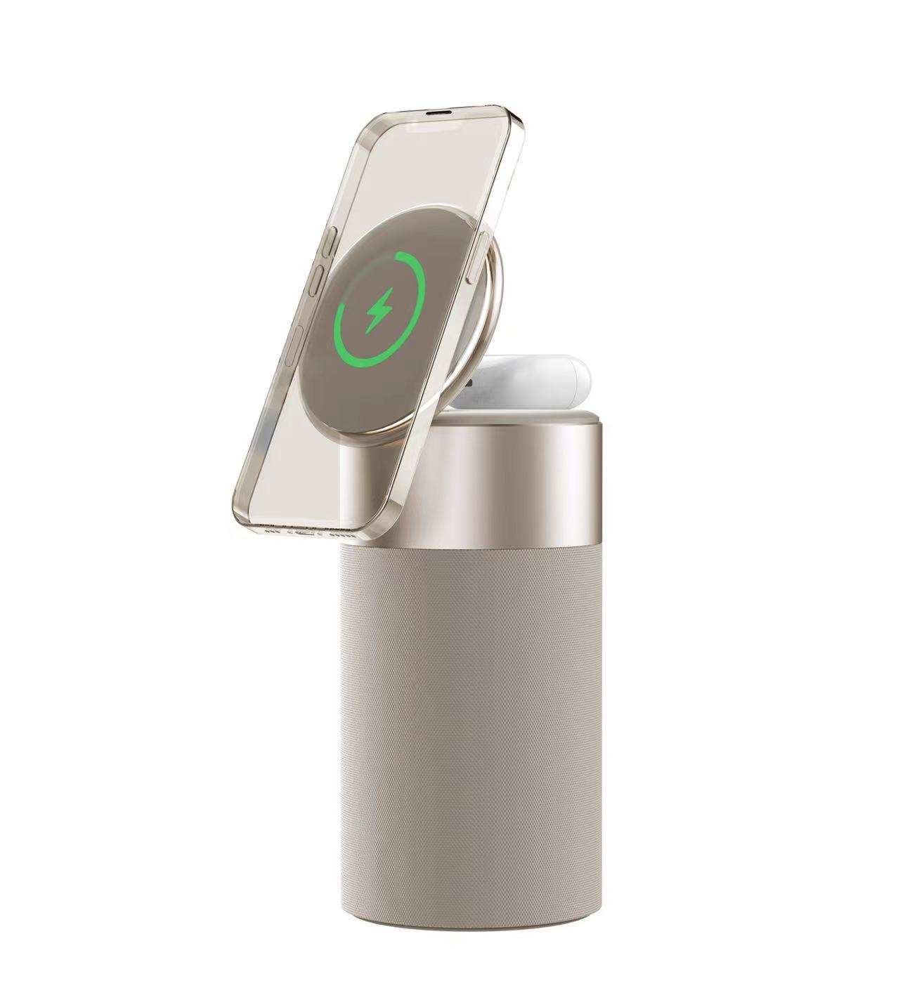 3-in-1 Wireless Charger, Bluetooth Speaker & Touch Lamp – Phone & Earphone Charging | Home & Office