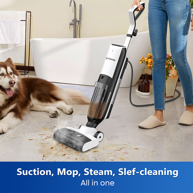 4-in-1 Steam Vacuum Mop – Self-Cleaning, Wet & Dry | 100°C Steam | LED Display | Hardwood & Carpet