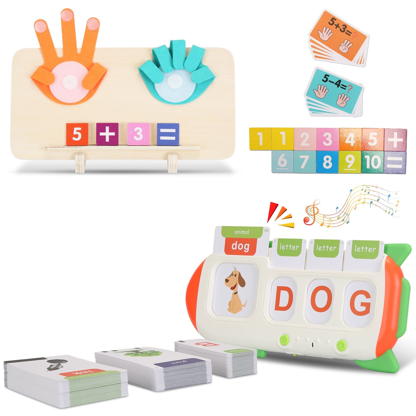 Talking Flash Cards & Finger Counting Math Board Set – 162 Cards | Montessori Learning Toy | Ages 3+
