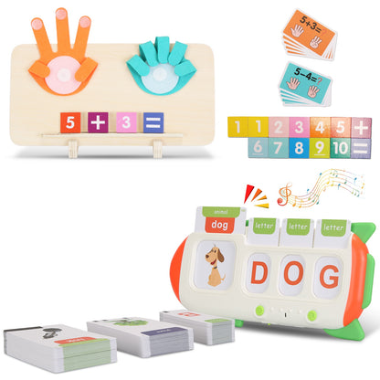 Talking Flash Cards & Finger Counting Math Board Set – 162 Cards | Montessori Learning Toy | Ages 3+