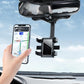 360° Rearview Mirror Car Phone Holder – Rotatable & Retractable | 4-Claw Grip | Universal Fit | No Trace Removal