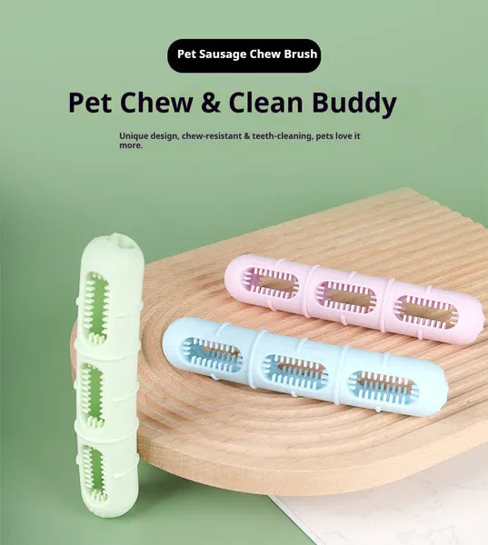 Dog Chew & Clean Buddy – Sausage-Shaped Teeth Cleaning Toy for Dogs
