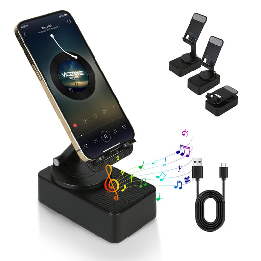 4-in-1 Foldable Wireless Speaker Phone Stand – 5000mAh Power Bank | Bluetooth 5.3 | RGB Light | 360° Rotation